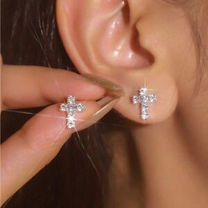 Elegant Silver Cross Earrings
